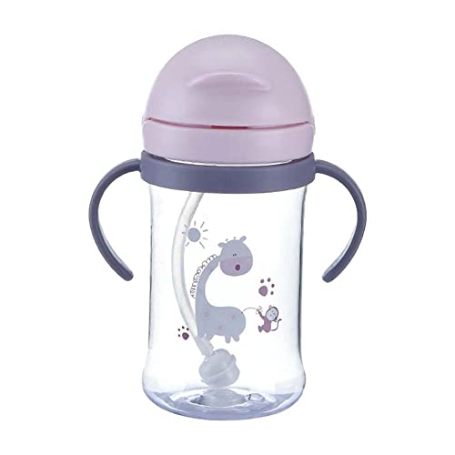Yavoluy ベビーストローカップ ストローマグ 漏れない 割れない 直飲み ハンドル付 シッピーカップ ベビー 赤ちゃん 子供用 育児 出産祝い 食洗機対応 (ピンク,400ml)