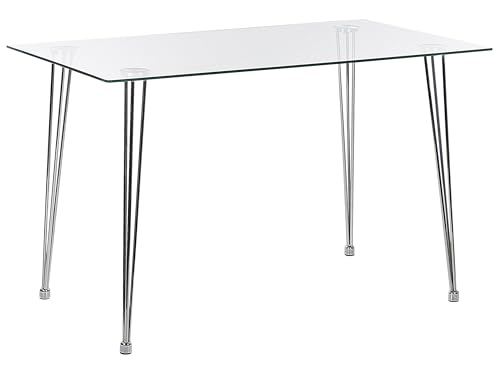 Beliani Mesa de Comedor Tablero de Vidrio