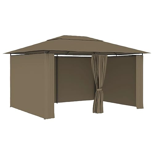 ShCuShan Outdoor Waterproof Canopy, Garden Patio Party Tent, Marquee with Curtains 4x3 m in Stylish Taupe 180 g/m² - Image 2