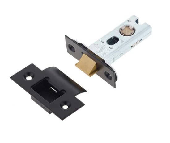 Ironmongery Solutions® Jedo Heavy Duty Tubular Latches 45 Degree Short Travel Robust Door Latch Mechanism for Internal & External Doors Fixings Included (Black, 64mm)