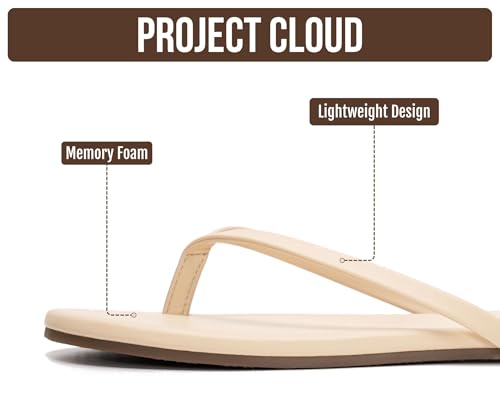 Image of Project Cloud Flip Flops for Women Footwear- Lightweight and Memory Foam Insole Sandals for Women 2026 - Durable Non-Slip Beach Essentials Flats for Women Sandals (Foundations)