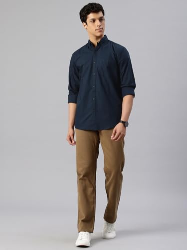 Image of Majestic Man Men's Solid Pure Cotton Casual Shirt - Slim Fit | Full Sleeves | Soft & Breathable Fabric