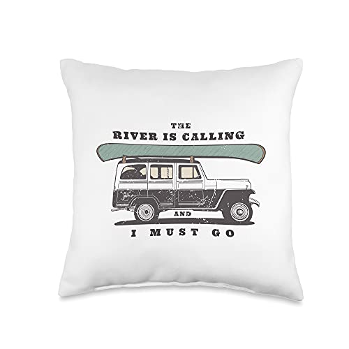 Canoe vacation HMW Canoe on top of car Funny Throw Pillow, 16x16, Multicolor