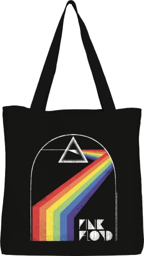 cotton division PINK FLOYD Oficial Logo Impreso 100% Algodón |Reutilizable | Mango largo | Viajes y compras |Bolsa de asas de 38 x 40 cm, Multi_Black_1, Talla única