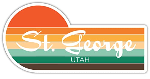 St. George Utah 2 x 1.25 Inch Sticker Retro Vintage Sunset City 70s Aesthetic Design