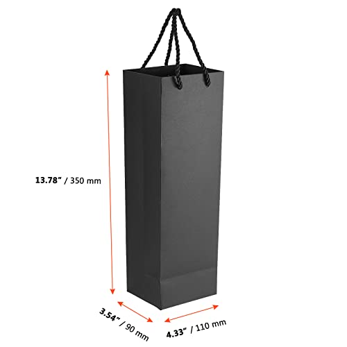 SINJEUN 40 PCS Black Wine Gift Bag, 11 x 9 x 35cm Single Wine Bottle Carrier with Handles - Image 2