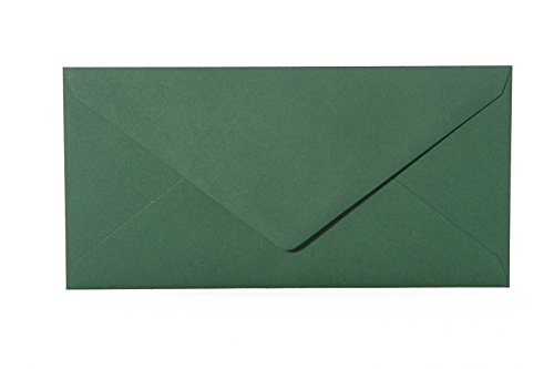 Paper24 25 sobres verde oscuro DIN largos 110 x 220 mm, 11 x 22 cm, sin ventana, ideales para tarjetas de invitación de boda, cumpleaños y similares
