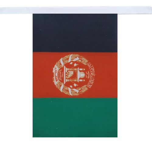 Image of AZ FLAG Afghanistan 6 meters BUNTING Flag 20 flags 9'' x 6'' - Afghan STRING flags 15 x 21 cm
