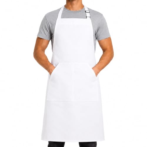 Image of Khoji & Meeni Unisex Apron with 2 Pockets - Chef Apron, Cooking Apron & BBQ Apron for Men & Women - Adjustable Cotton Twill Kitchen Apron for Home & Restaurant - Black, White, Blue & More Colours