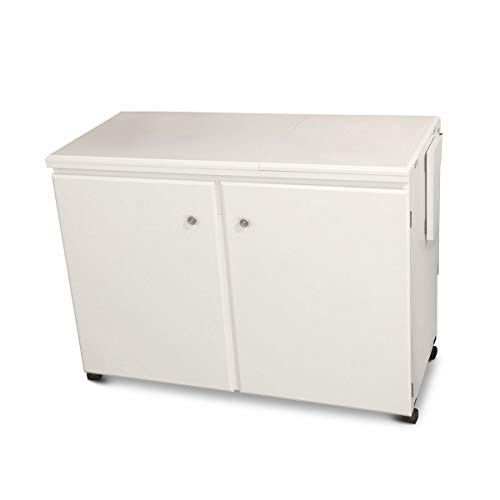 Arrow 701 Bertha Sewing Cabinet for Sewing, Cutting, Quilting, Crafting, Portable with Wheels, Includes Airlift and Storage, White Finish