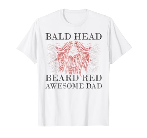 Bald Head Beard Red Awesome Dad - Funny Bald Dad Camiseta