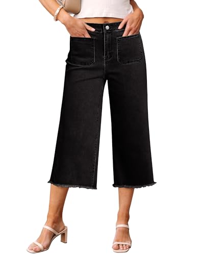 luvamia Capris Jeans for Women Wide Leg High Waisted Trendy