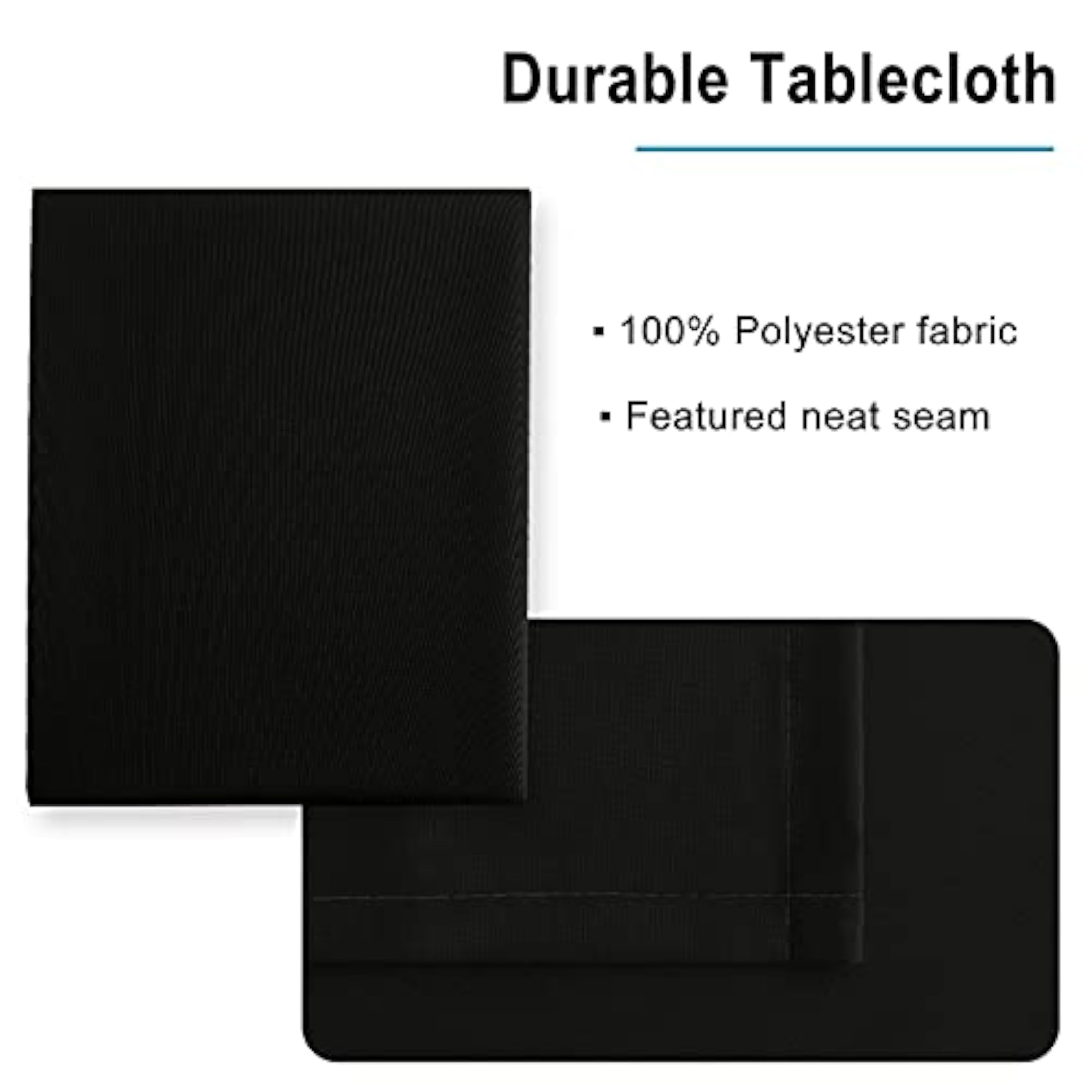 Stain Resistant Rectangle Tablecloth, Washable Polyester, Black
