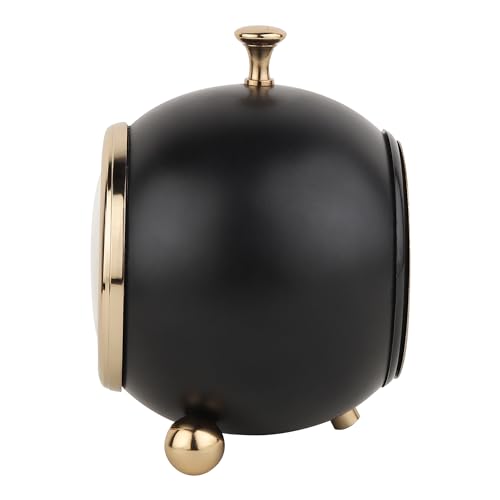 Image of Decor de Maison Brings Handcrafted Sphere Timekeeper Table Clock for Living Room, Bedroom, Study Table | Classic Non-Ticking Tabletop Battery Operated Analog Desk Clock in Black (12x12x14cm)