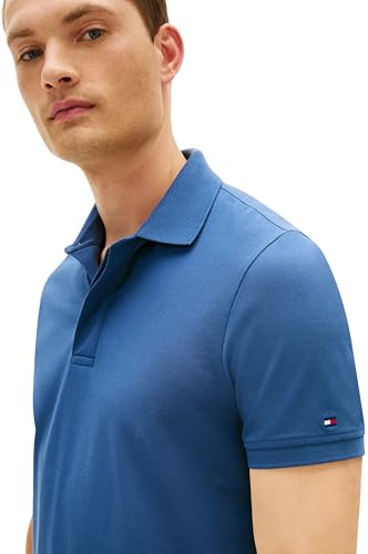 Tommy Hilfiger Herren Poloshirt Kurzarm Hidden Placket mit Knopfleiste, Blau (Aegean Sea), XXL – Ansicht 4