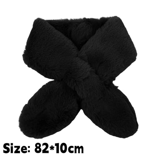 1pcs Winter Thicken Plush Cross Scarves Soft Scarves Women Cold Protection Neck Warmer Elegant Scarf,82 * 10CM2