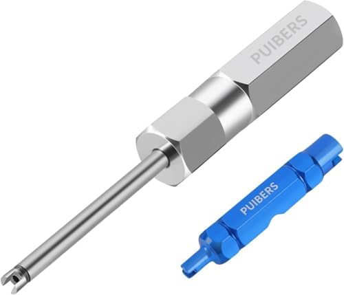 PUIBERS Tire Valve Stem Removal Tool Kit 2PCS,Car and Bike Valves Core Stem Puller Repair Kit,Presta Valve Core and Stainless Steel Schrader Stem Removal Tools