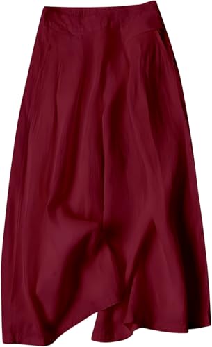 Image of OOMPH! Cotton Linen Palazzo Pant for Women | Women's High Rise High Waist Trousers Flowy Wide Leg Plazzo Pant Trouser with Pocket | Plazo Pant for Woman