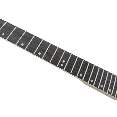 Vetimobato Maple Electric Guitar Neck 24 Fret 25.5inch Rosewood Fretboard Bolt on Heel Guitar Neck Replacement(Black Headstock Dot Inlay Fretboard with Binding)