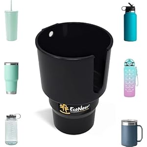 EcoNour Car Cup Holder Expander | Fits 32/40 oz Hydro Flasks, Yeti, Nalgene & Large Bottles up to 3.8″ | Universal Cup Adapter for Cars with 3.2″ Holders â Black