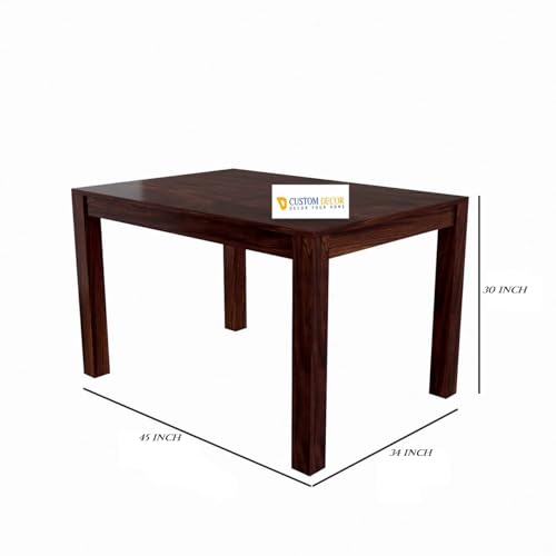 Image of RECTART Solid Wood Dining Table Set with Chairs for Living Room Home | Wooden Dining Room Sets Furniture for Hotels and Restaurants | (Walnut Foster, 4 Seater with Bench)
