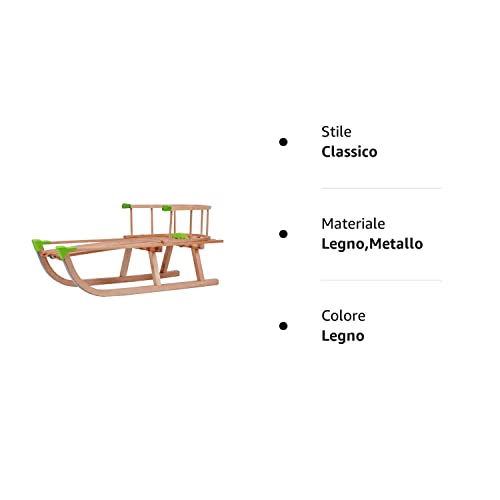 GaGadumi slitta in legno 90 cm con schienale e
