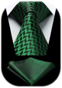 HISDERN Men's Tie Handkerchief Formal Ties for Men Polka Dot Check Ties Necktie & Pocket Square Set for Wedding Business