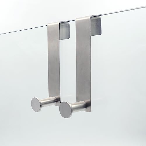 Hooks For Cabinets And Cupboards, Shower Hooks Towel Hanger For Glass Door, Towel Hooks For Kitchen Bathroom Cabinets Cupboards, Stainless Steel Utility Hooks, Pack Of 2, Silver #TOP5