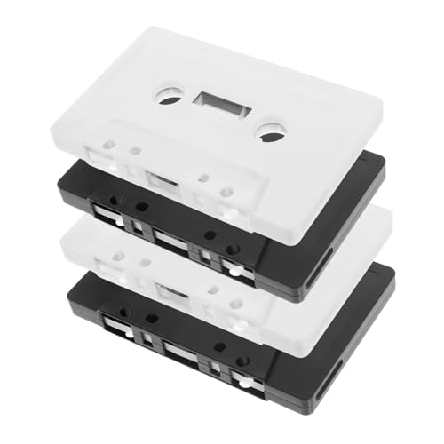 4 Pezzi Decorazioni Cassette Audio Vuote DIY Vintage con Custodia Trasparente Nere e Bianche Retrò per e Regalo