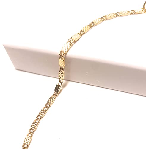 Boot Jewelry Shop Plus Size Ankle Bracelet Chain Embossed Pattern Link 12 Inch Anklet Xl Gift Boxed Gold Plated Brass thumb #1