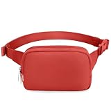 Bomvabe Pochete vermelha 2L para mulheres e homens, bolsa de cinto grande em todos os lugares com alça ajustável de 140 cm, bolsa tiracolo resistente à água para viagens, esportes, corrida, caminhada