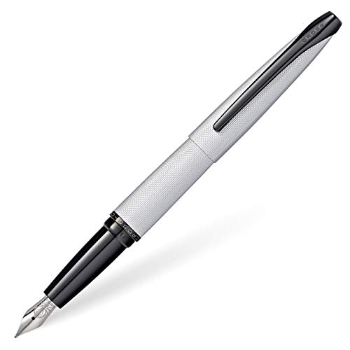 Image of Cross ATX Brushed Chrome Fountain Pen with Etched Diamond Pattern and Stainless Steel Fine Nib