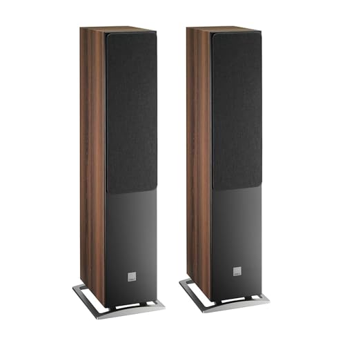 DALI Oberon 7 – Dunkle Walnuss-Standlautsprecher Paar mit 2 x 7″ Holzfaser-Tieftönern, SMC-Magnetsystem & 29 mm Soft-Dome – Für Musikliebhaber & Heimkino