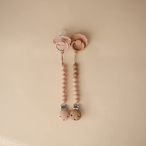 Image of mushie 100% Silicone Baby Pacifier Clip BPA Free | Hera (Blush)