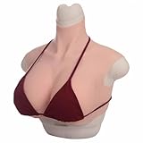 CRODRES 女装者のシリコーンの胸の形態、プラスのサイズの現実的な女性胸板 G-S のコップのトランスジェンダーのための柔らかい擬似おっぱい,Color 3,Stretch cotton G cup