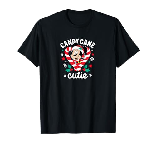 T-shirt Minnie Disney Noël Candy Cane vêtement coton festif femme