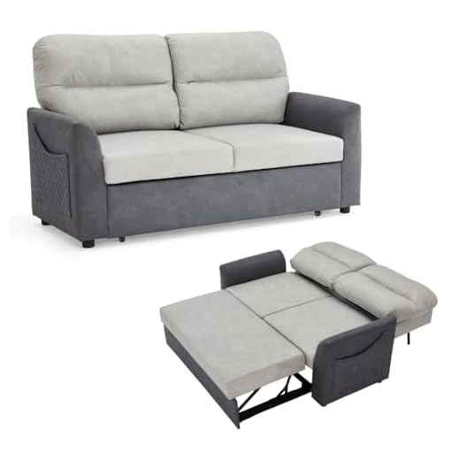 Home Detail 2 Seater Sofa Bed Fabric Grey Duo Contrast With Storage Pull Out Clic-Clac 25 Home Detail 2 Seater Sofa Bed Fabric Grey Duo Contrast With Storage Pull Out Clic-Clac