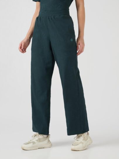 Image of TECHNOSPORT Women Textured Straight Fit Trackpants for Casual Wear, Travel Wear, Gym Wear