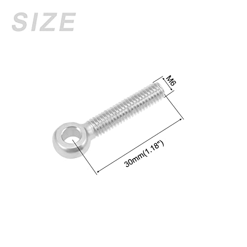 Image of METALLIXITY Shoulder Swing Lifting Bolt (M6x30mm) 5Pcs, 304 Stainless Steel Eye Bolts - for Home Renovation, Pipeline Gate Valves Fasteners, Silver