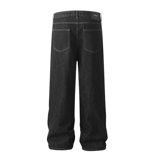 Jeans Pants Trouser Denim Trendy Street Retro Black Temperament Commuting Casual Straight Leg for Men3