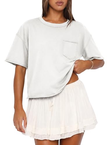 ATHMILE Women's Oversized Crop Top T-Shirt