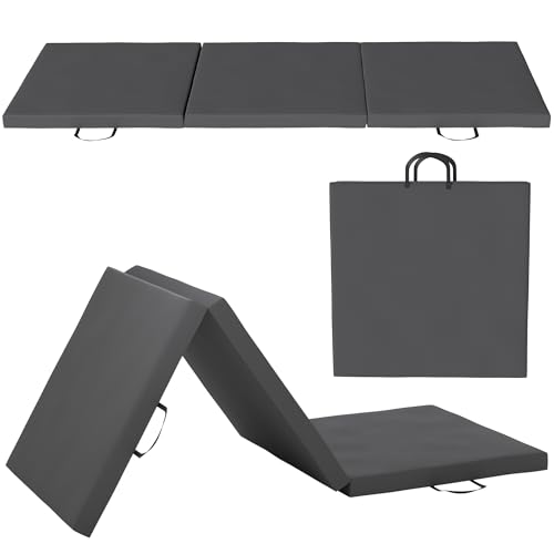 HOMCOM Tapis de gymnastique pliable, tapis gymnastique épais, 180 x 60 x 5 cm, avec poignée, tapis de sol pour yoga, sport, fitness, pilates, revêtement synthétique,...