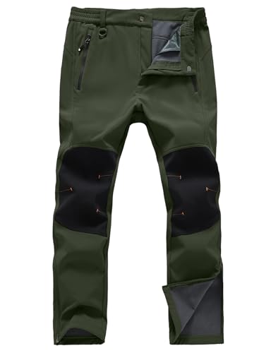 TBMPOY Mens Snow Ski Hiking Pants Waterproof Insulated Winter Fleece Lined Softshell Outdoor Snowboard Zipper Bottom Leg