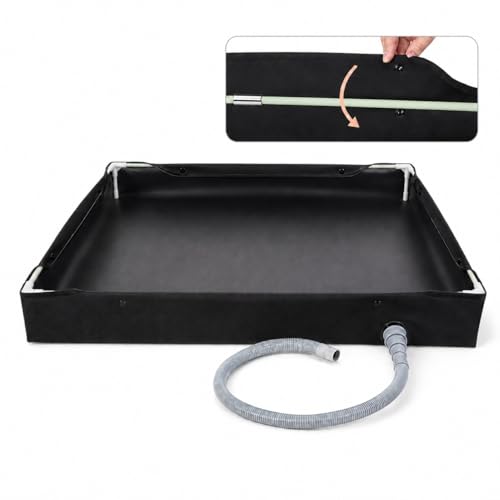 WHIERGGIN Upgraded Portable Shower Pan 31.531.5 Foldable Camping Shower Base & Floor with Detachable Drain Pipe Ideal for Camping RV Outdoor Indoor Portable Shower Stall(Black)