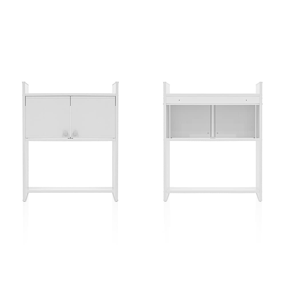 Inbagno Pensile sopra Lavatrice salvaspazio con Ante e Ripiani a Vista, L 65 x P 26 x H 79 cm, in PVC Bianco, Ideale per Esterni