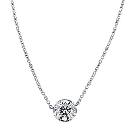 The Diamond Channel Certified NATURAL Diamond 14 Karat Solid Gold Bezel Set Necklace