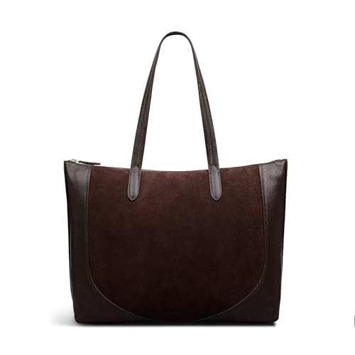 RADLEY London Wood Park - Suede Women's Leather Large Ziptop Tote, Dark Oak