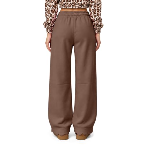 Gumipy Wide Leg Sweatpants Women Baggy Scalloped Sweatpants Casual Pants - image 8