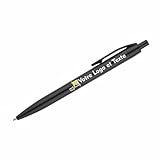 Générique Lot de 100 Stylos Publicitaires Personnalisés avec Logo et Texte – Stylo à Bille en Couleur – Impression UV Haute Qualité – Idéal pour Entreprises, Événements, Mariages et Cadeaux (Noir)