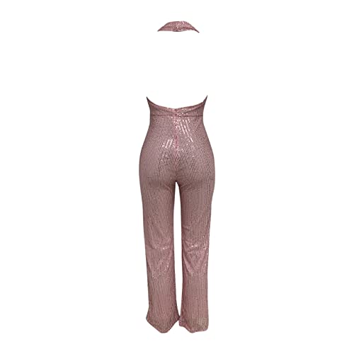 SLENDIPLUS Novo macacão europeu e americano de verão, sem mangas, frente única, calça de lantejoulas